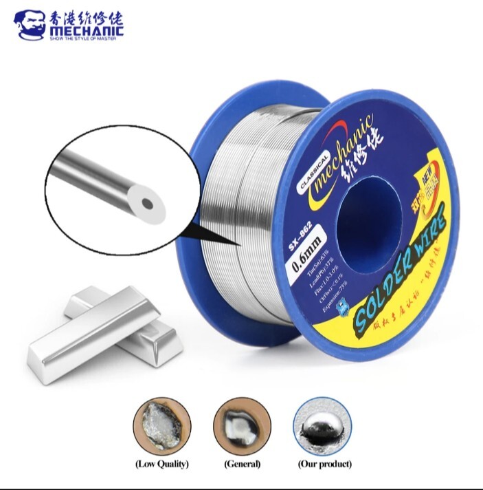 Mechanic SX-862 0.8mm 60g Double Rosin Core Solder Wire 183°c Low Melting Point