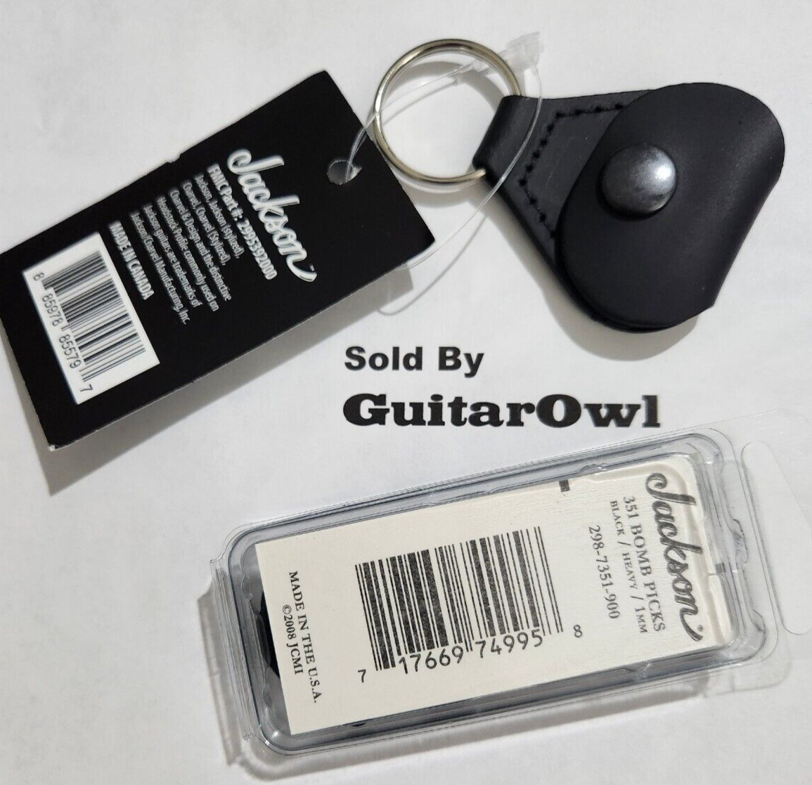 JACKSON HEAVY GUITAR PICKS 351 Black Bomb 1.0mm Leather pick holder keychain