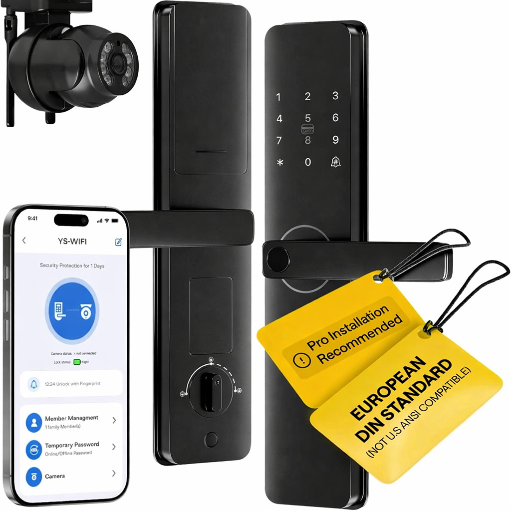 WiFi Smart Door Lock with Camera - European DIN Standard Not U.S ANSI Compatible