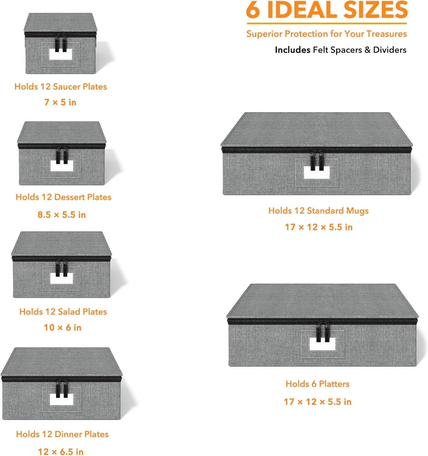 China Storage Containers 6 Pack, Stackable Hard Shell Quilted Cases with Soft