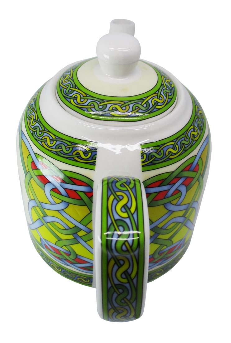Celtic Shamrock Bone China Teapot Colorful Celtic Knot Design Irish Luck 22fl oz