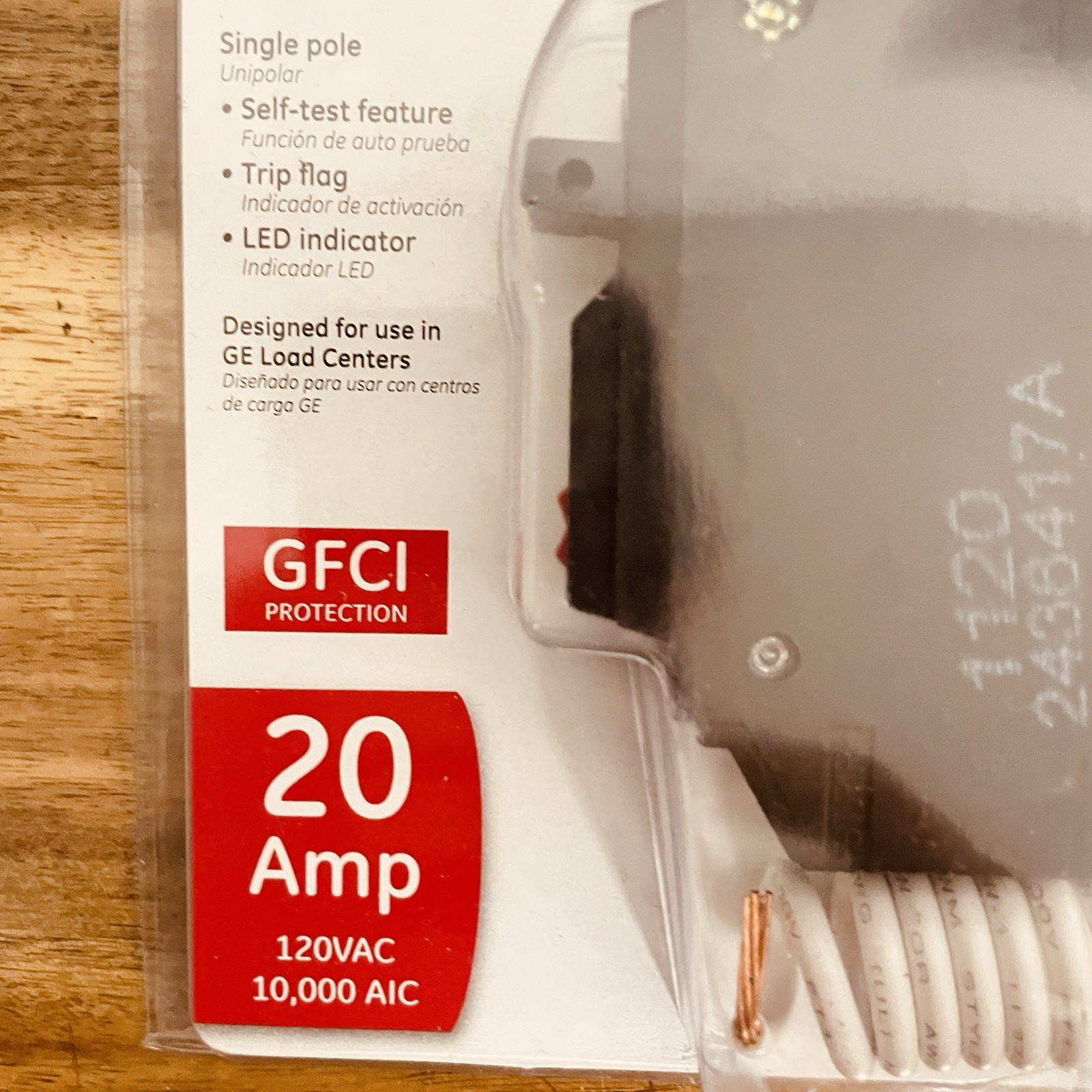 GE 20 AMP 1 Pole Ground Fault Breaker with Self Test THQL1120GFTP NEW/SEALED