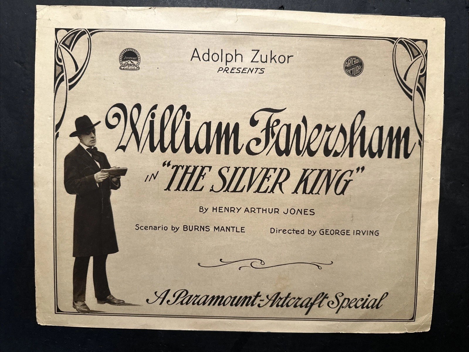 ANTIQUE ARTCRAFT PICTURES/  PARAMOUNT  “the Silver King”W.F MOVIE LOBBY POSTER
