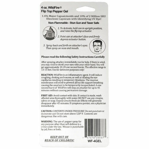 Hottest Wildfire Sticky Pepper GEL Self Defense 4oz Spray 1.4% MC. 10% OC UV Dye
