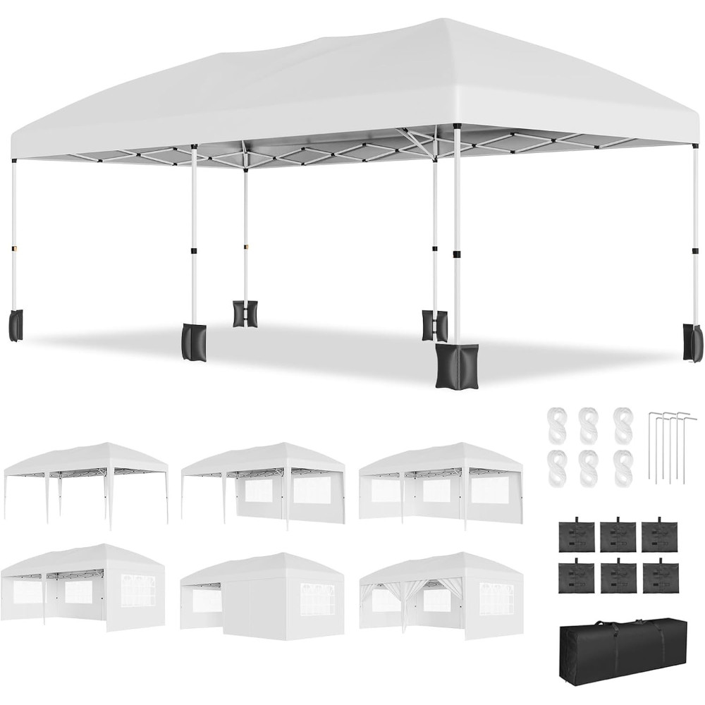 10x20ft Heavy Duty Pop Up Canopy Tent: Instant Shelter with Removable Sidewalls