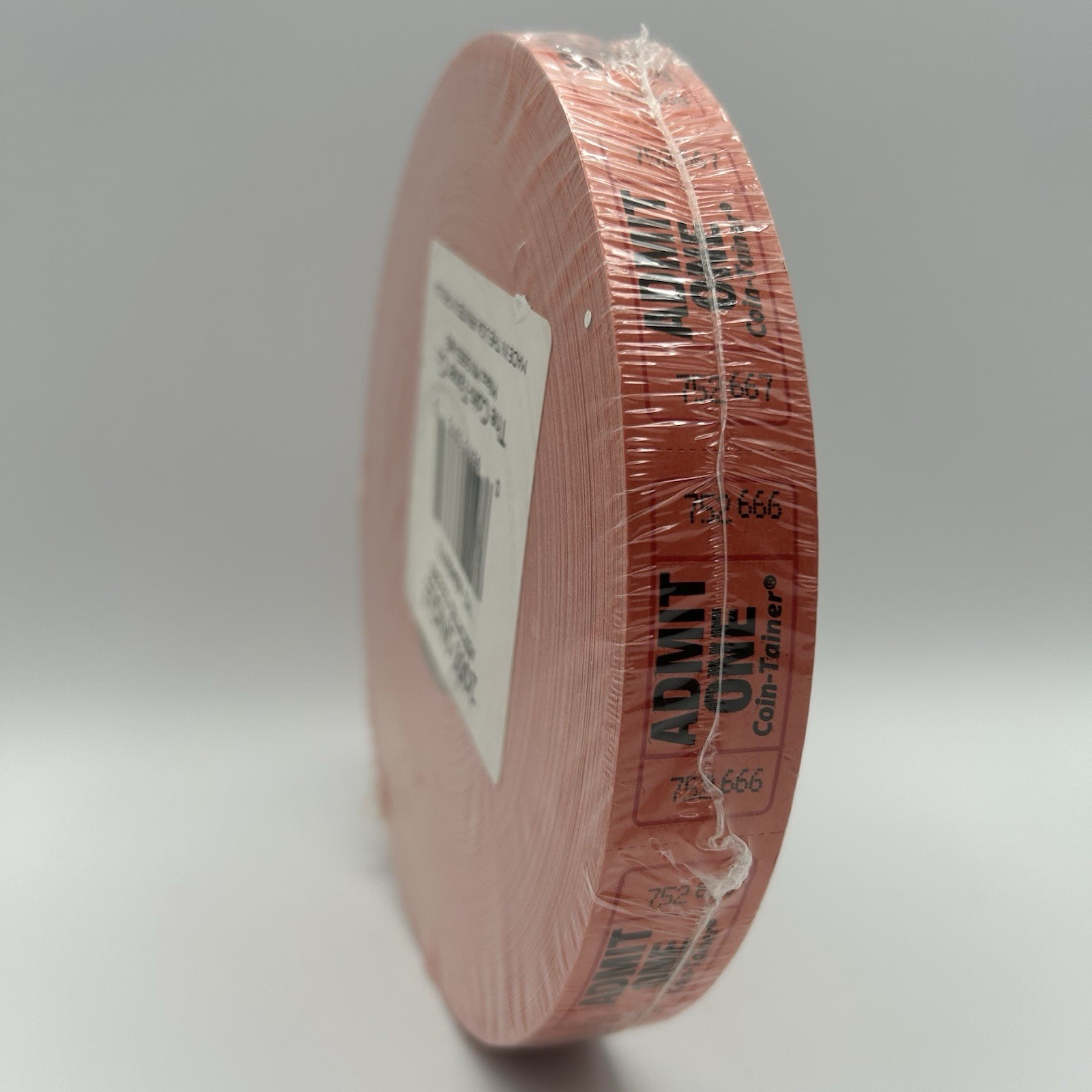 Admit One Single-Ticket Roll, Red, Consecutively Numbered, 2000 Count Made USA
