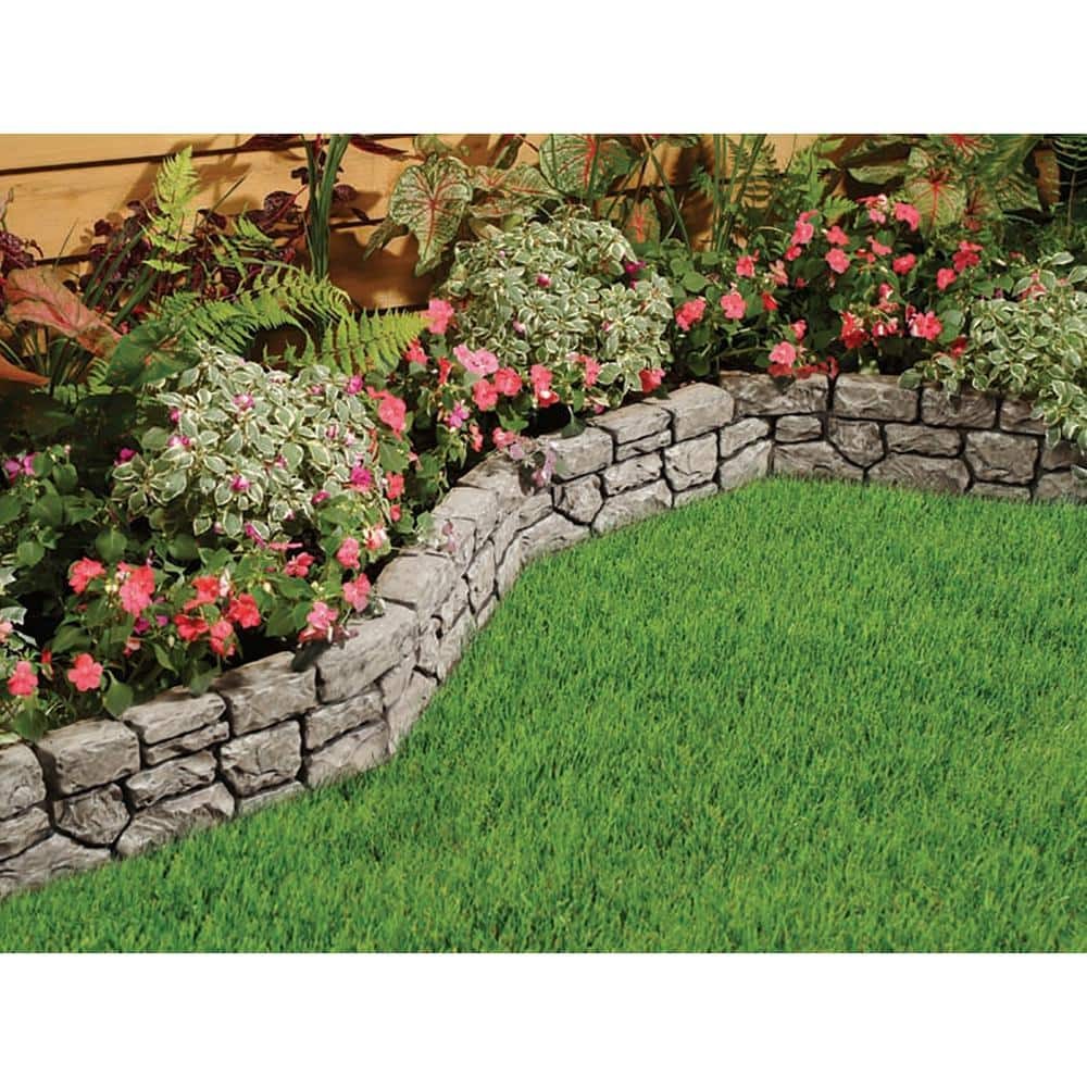 StoneWall Border - 10 ft. x 6 in. Grey No-Dig DIY Garden and Landscape Edging