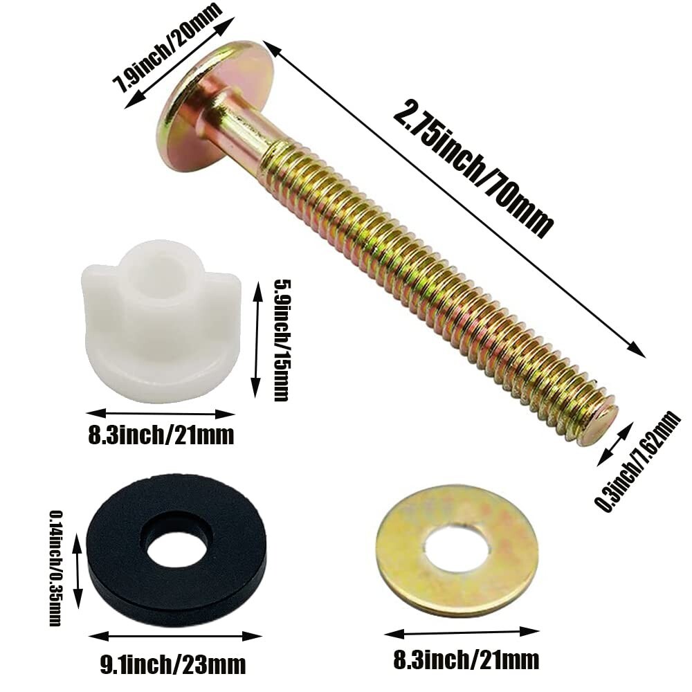 tBOETOADG 2Pcs Universal Toilet Seat Bolt and Screw Set Heavy Duty Toilet Sea...