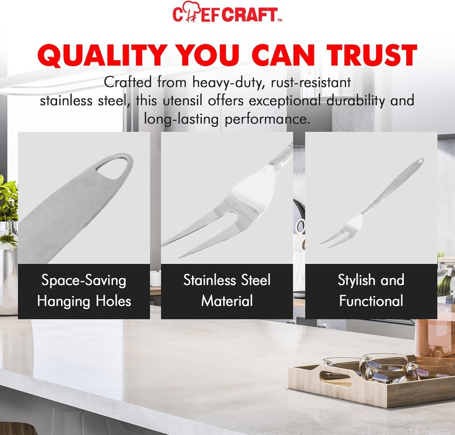 Durable 13" Serving Fork in Rust-Resistant Stainless Steel for Easy Use