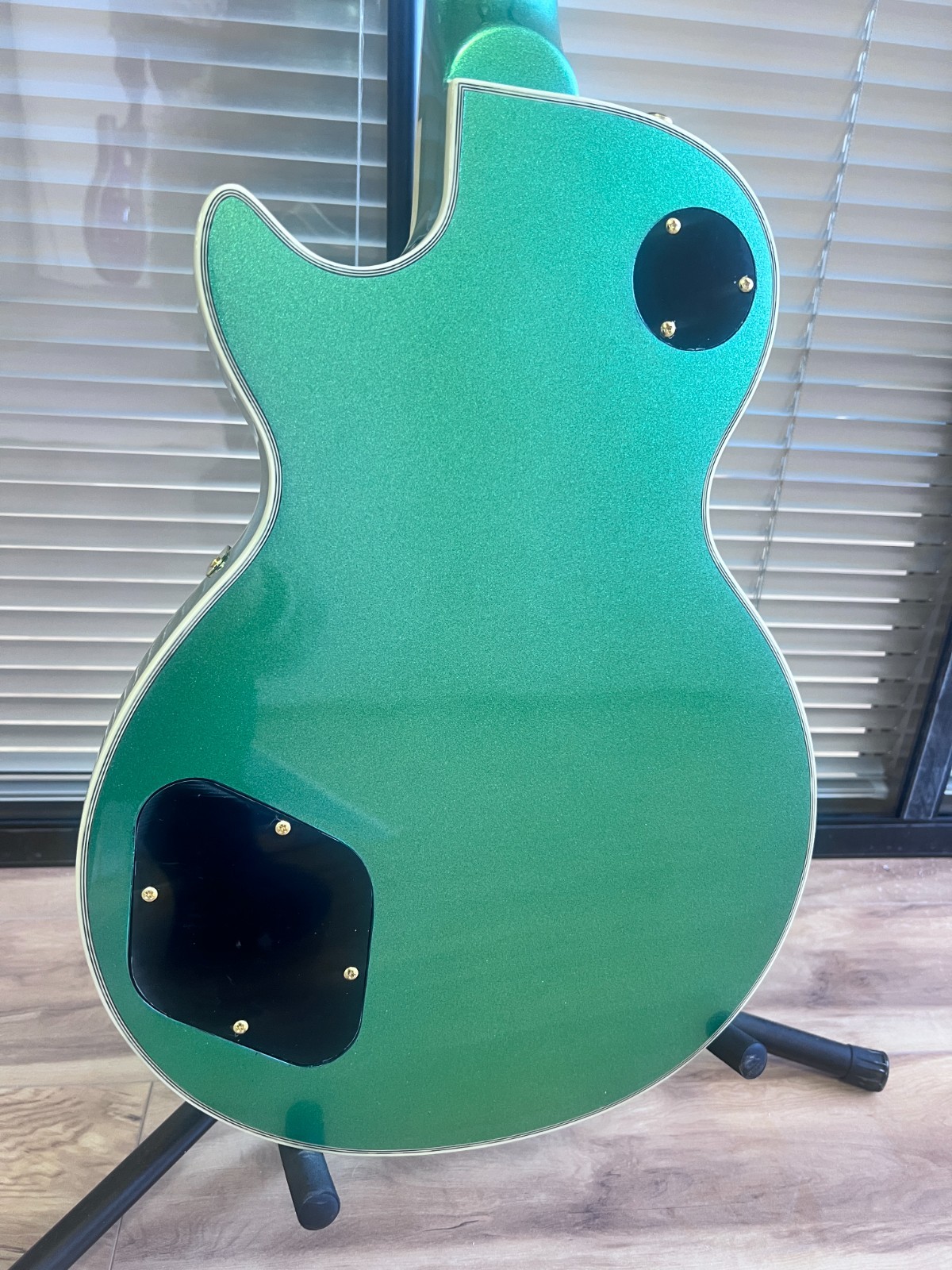 LP Custom Green Sparkle Electric Guitar Gold Hardware Fixed Bridge Ship US