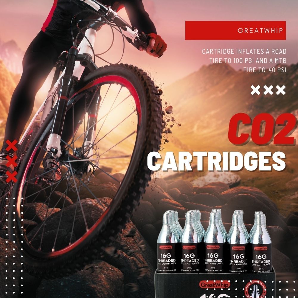 16g CO2 Cartridge For Bike Bicycle Tire Air Inflator Threaded GreatWhip 20 PACK