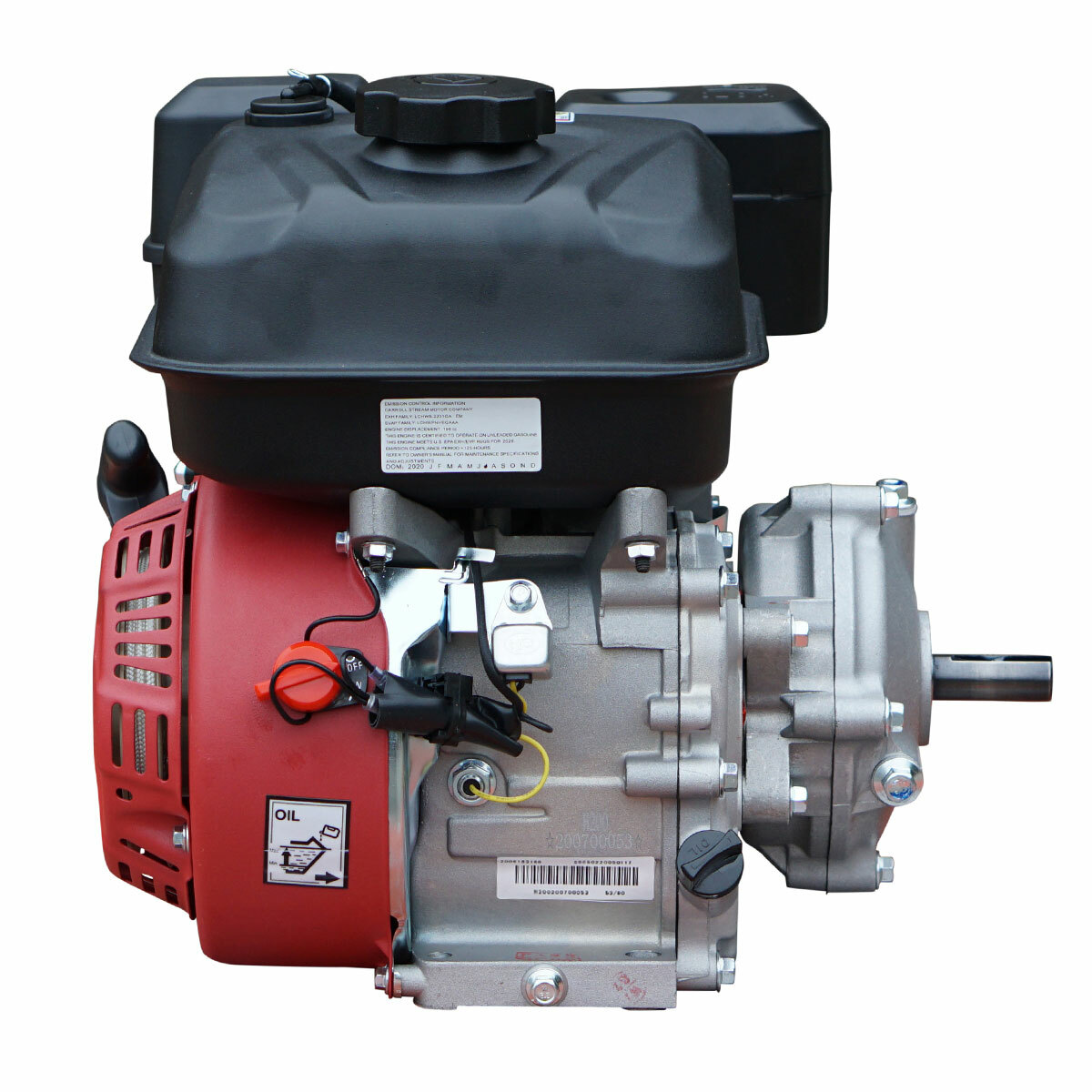 New 6.5HP 6:1 Gear Reduction Gas Engine Cement Mixer Side Shaft Pull Small Motor