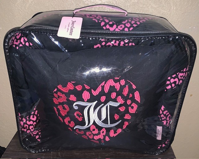 Juicy Couture Black/Hot Pink Leopard Print QUEEN 4pc Set Comforter,Shams,Pillow