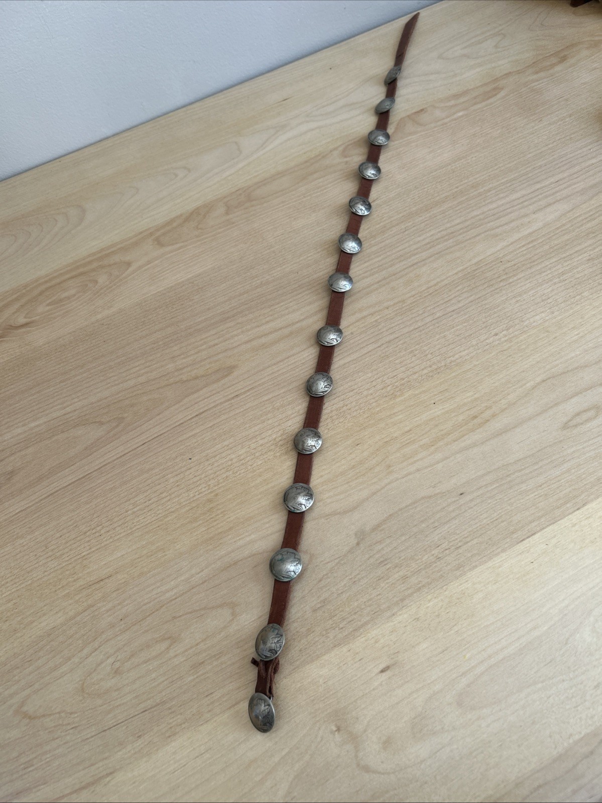 Vintage Buffalo Nickel And Leather Indian Concho Hatband