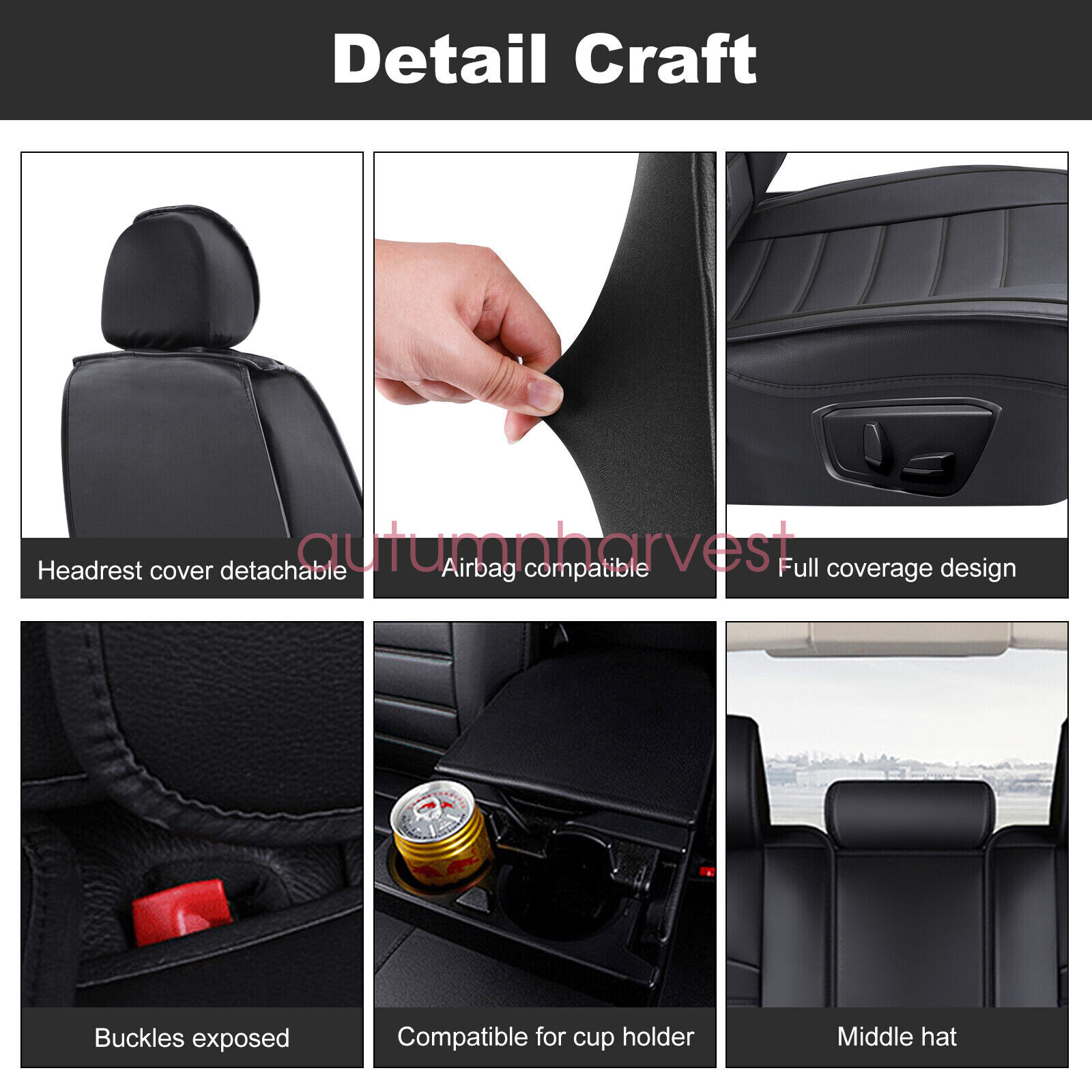 For Toyota Car Seat Cover Full Set Leather 5-Seats Front Rear Protector Cushion