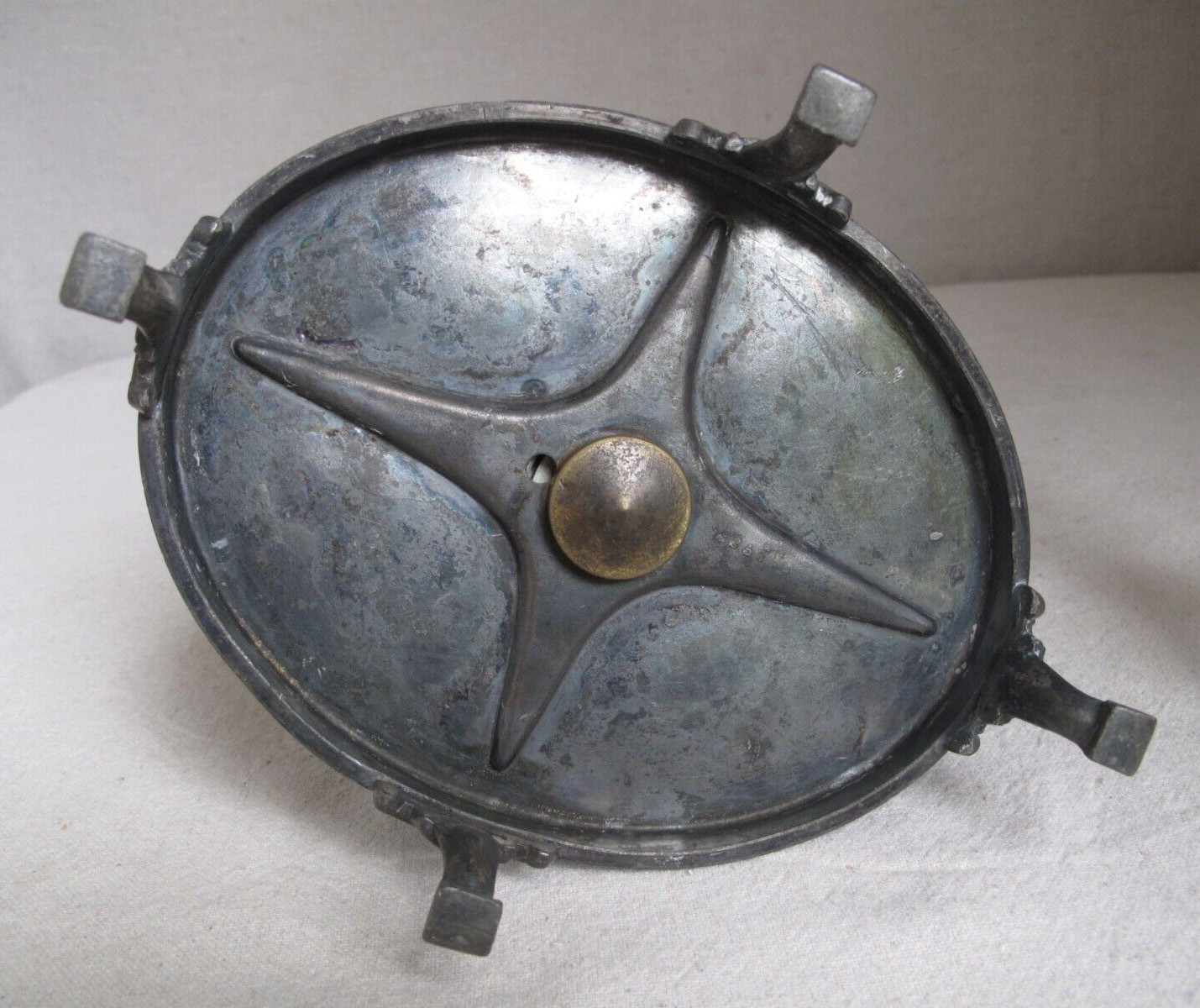 Antique SP Reed & Barton Cruet Castor Set Bell 4 Cut Glass Etched Bottles