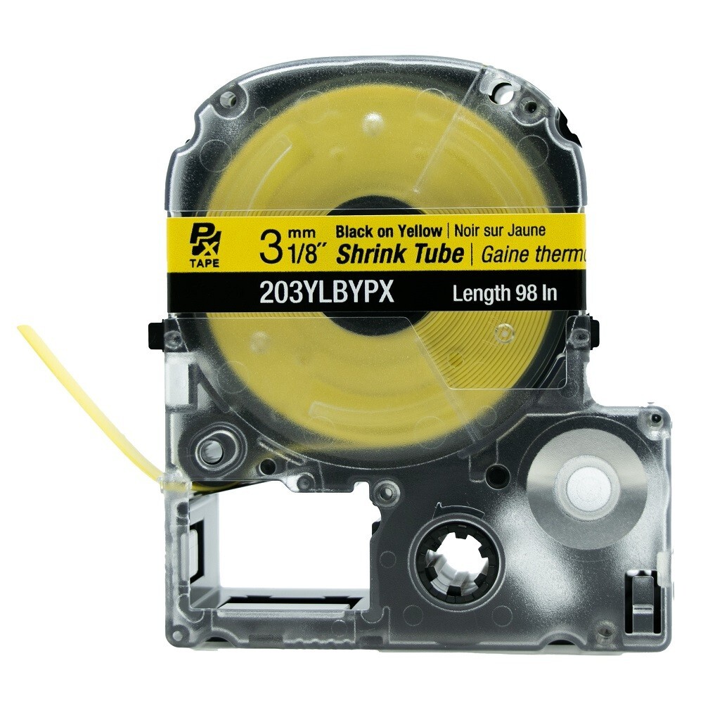 EPSON 203YLBYPX Heat Shrink Tube, Black on Yellow, 1/8" (Formerly 203B20BYPX)