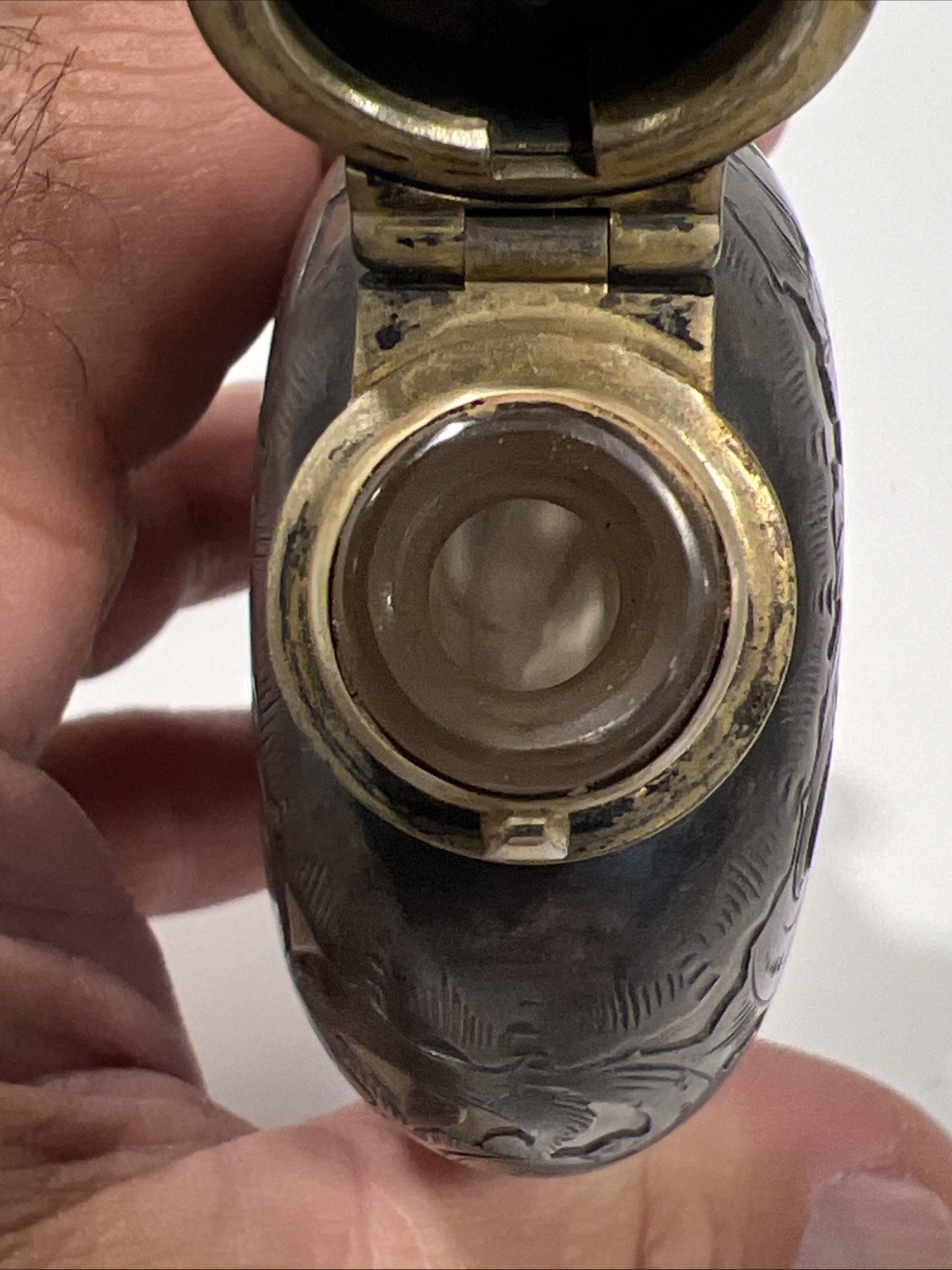 Antique Gorham .925 Sterling Silver Over Glass Overlay Flask Unmolested