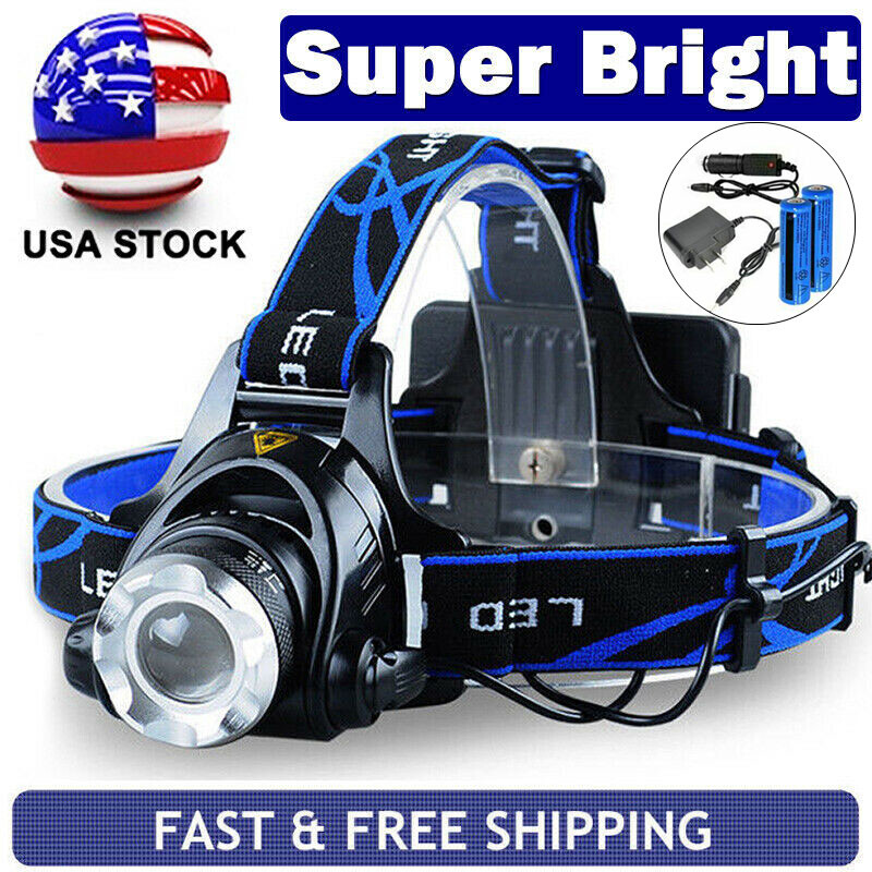 990000LM Super Bright LED Headlamp Rechargeable Headlight Flashlight Head Torch