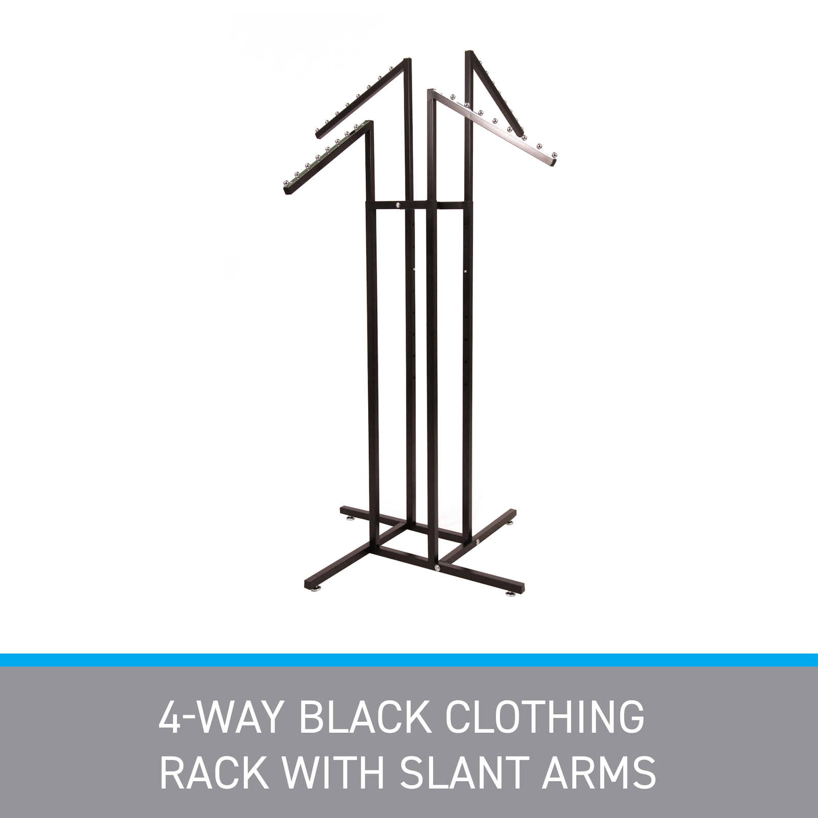 SSWBasics Black 4 Way Adjustable Clothing Rack with Slanted Arms - Retail