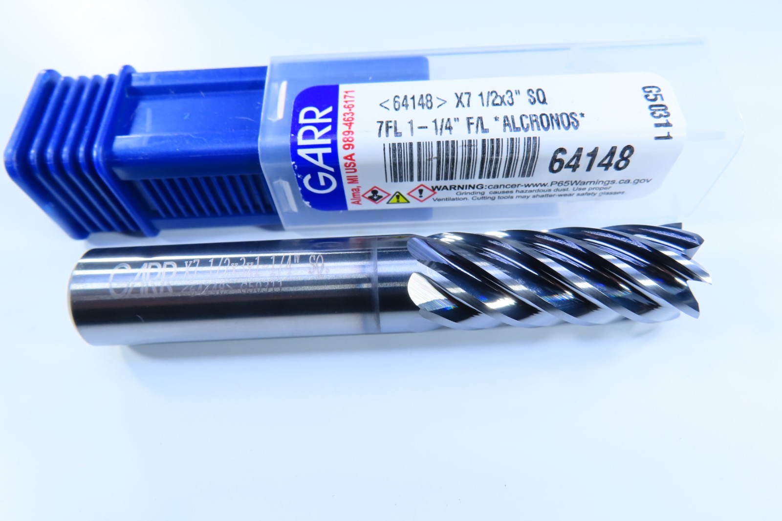 NEW 1/2" GARR 7 FLUTE ALCRONOS COATING 64148 SOLID CARBIDE CUTTING END MILL