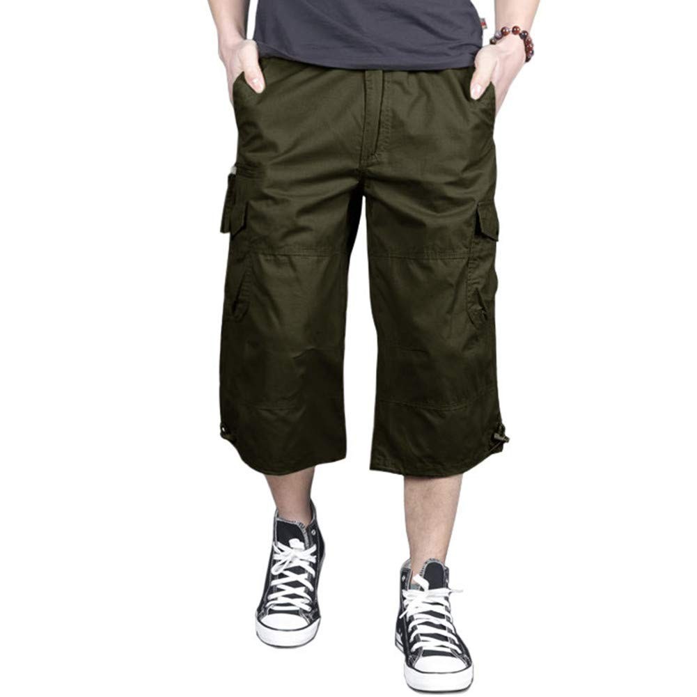 Men's Capri Shorts Long Cargo Shorts Below Knee Shorts 3/4 Cotton Casual Shorts