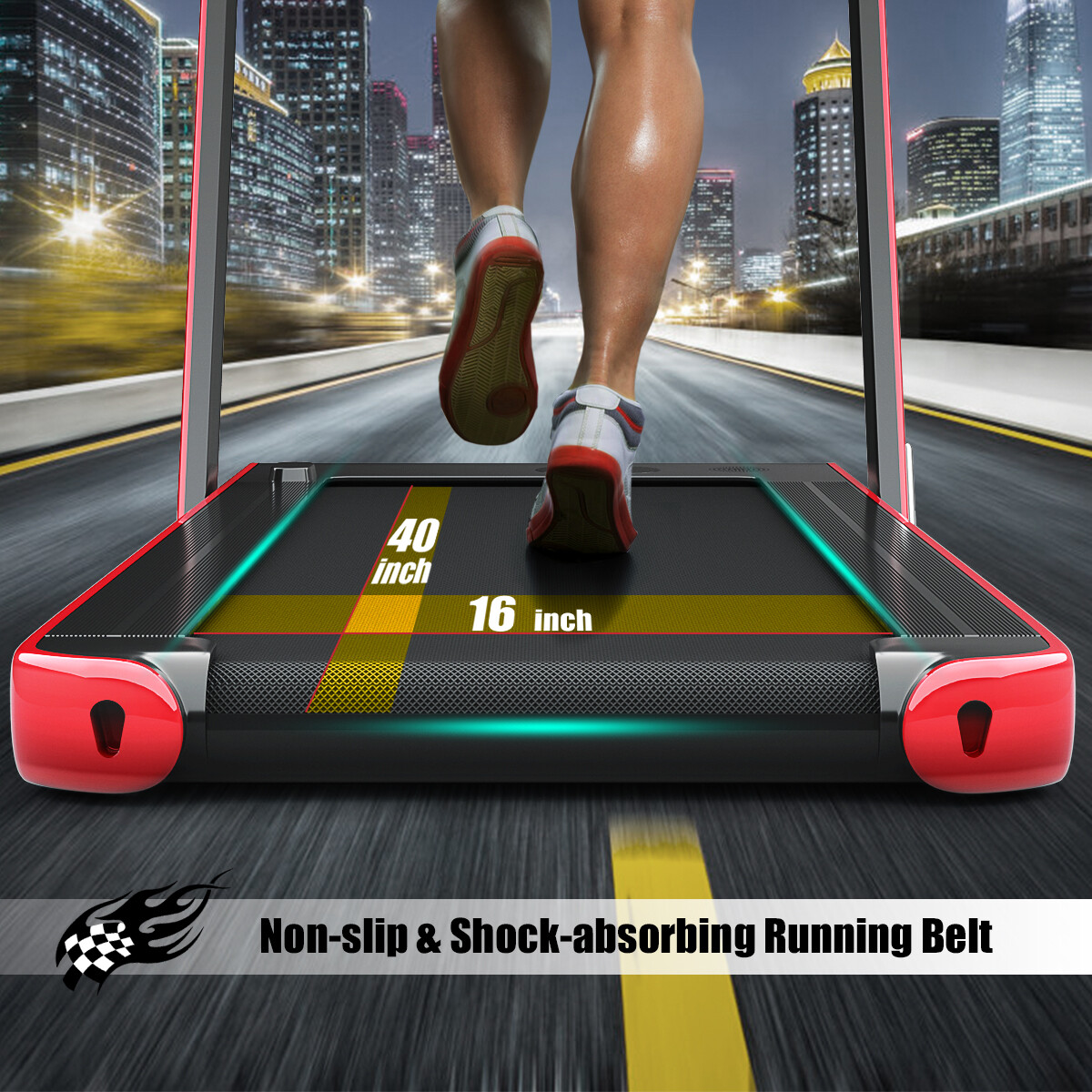 Costway 2.25HP 2 in 1 Folding Treadmill Jogging Machine W/APP Control Speaker