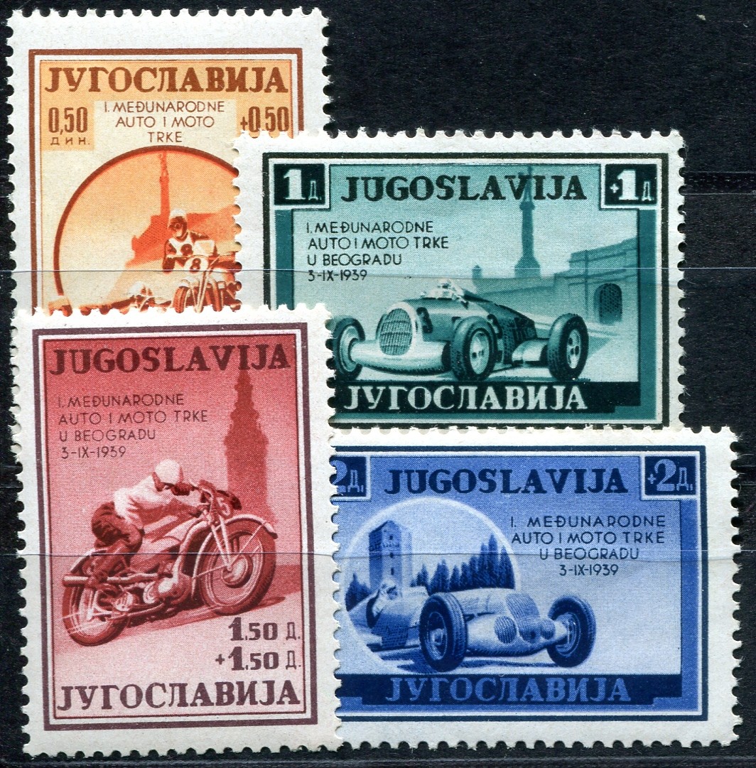 YUGOSLAVIA 1939 381-384 ** MINT NICE SET MOTORSPORT (F7170