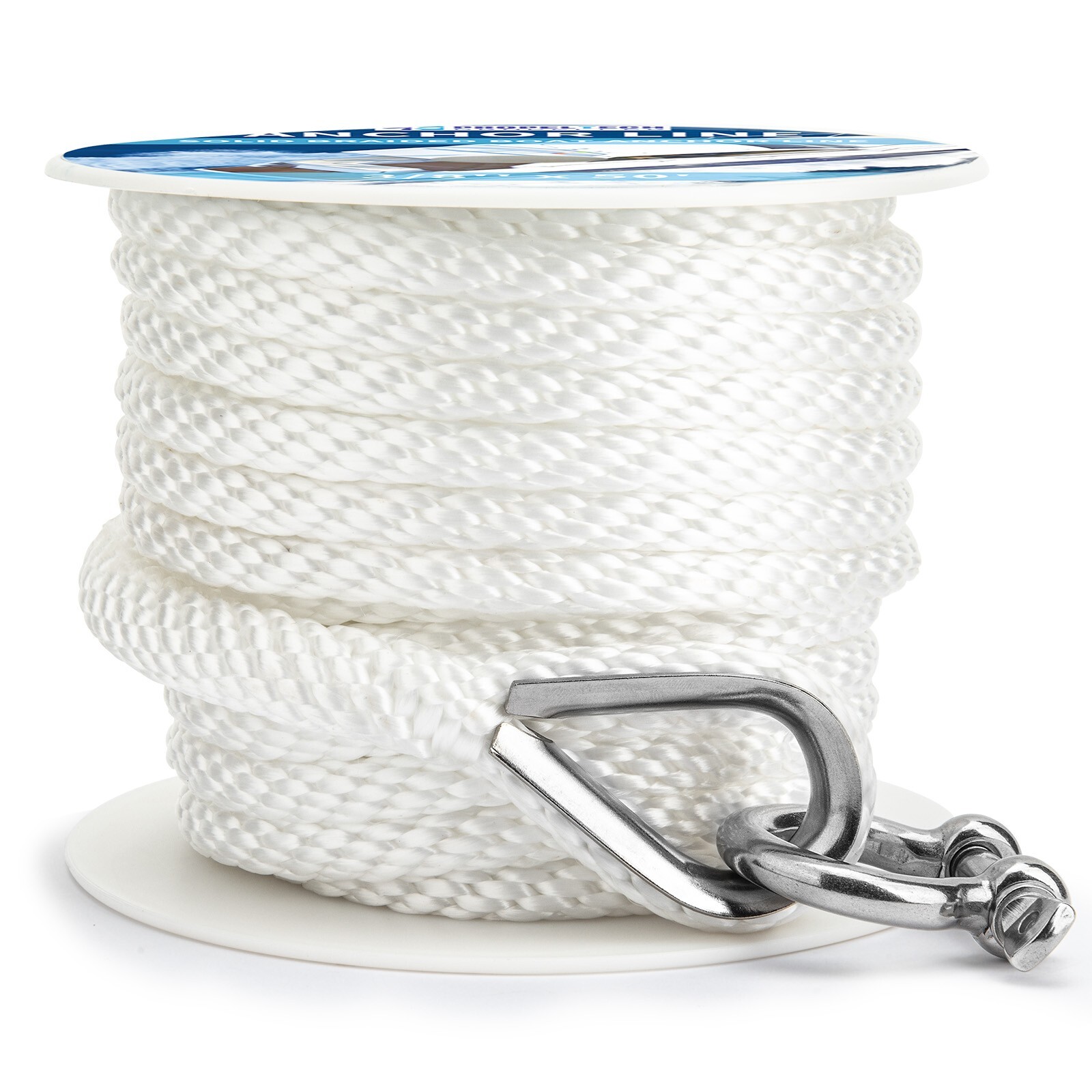 Anchor Rope Braided Anchor Line 3/8Inch 50 FT Premium Solid Braid MFP Boat Rop