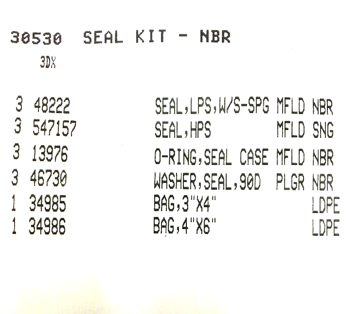 30530 OEM SEAL KIT FOR CAT PUMPS 3DX29GSI, 3DX30GSI