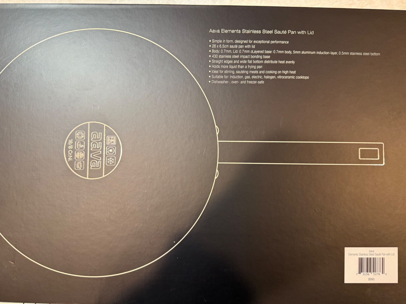 AVAA Stainless Steel Saute Pan w/ Lid 26x6.5CM