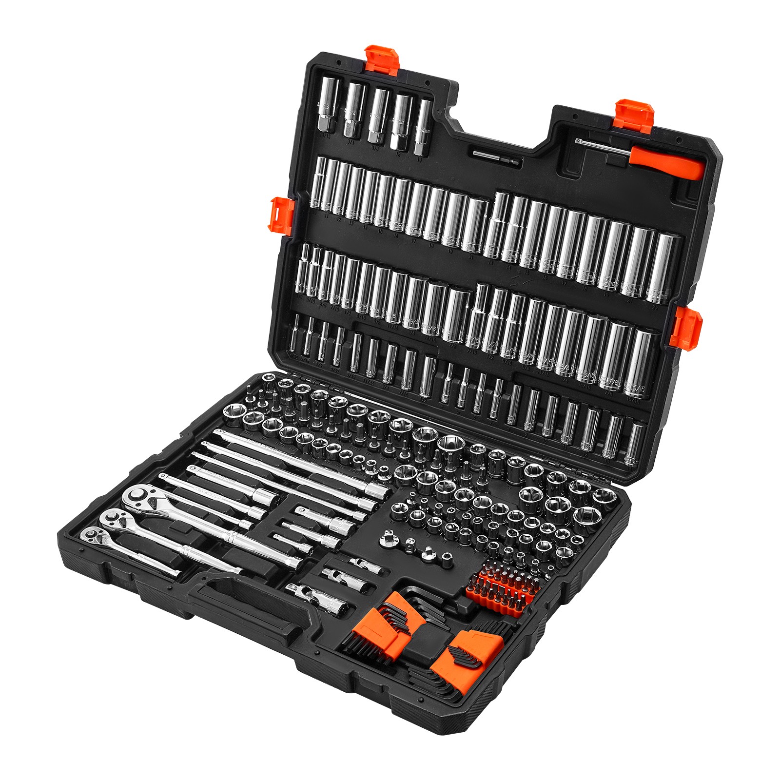 VEVOR Socket Set Socket Tool Set 225 Pieces 3/8 & 1/4 & 1/2 in Drive Auto Repair