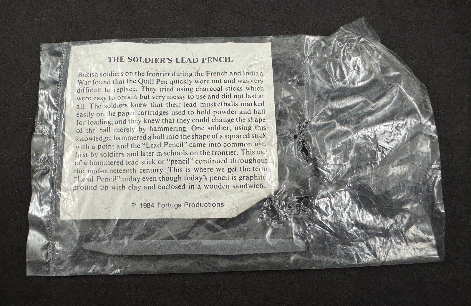 Vintage 1984 Tortuga Productions The Soldier's Lead Pencil French & Indian War