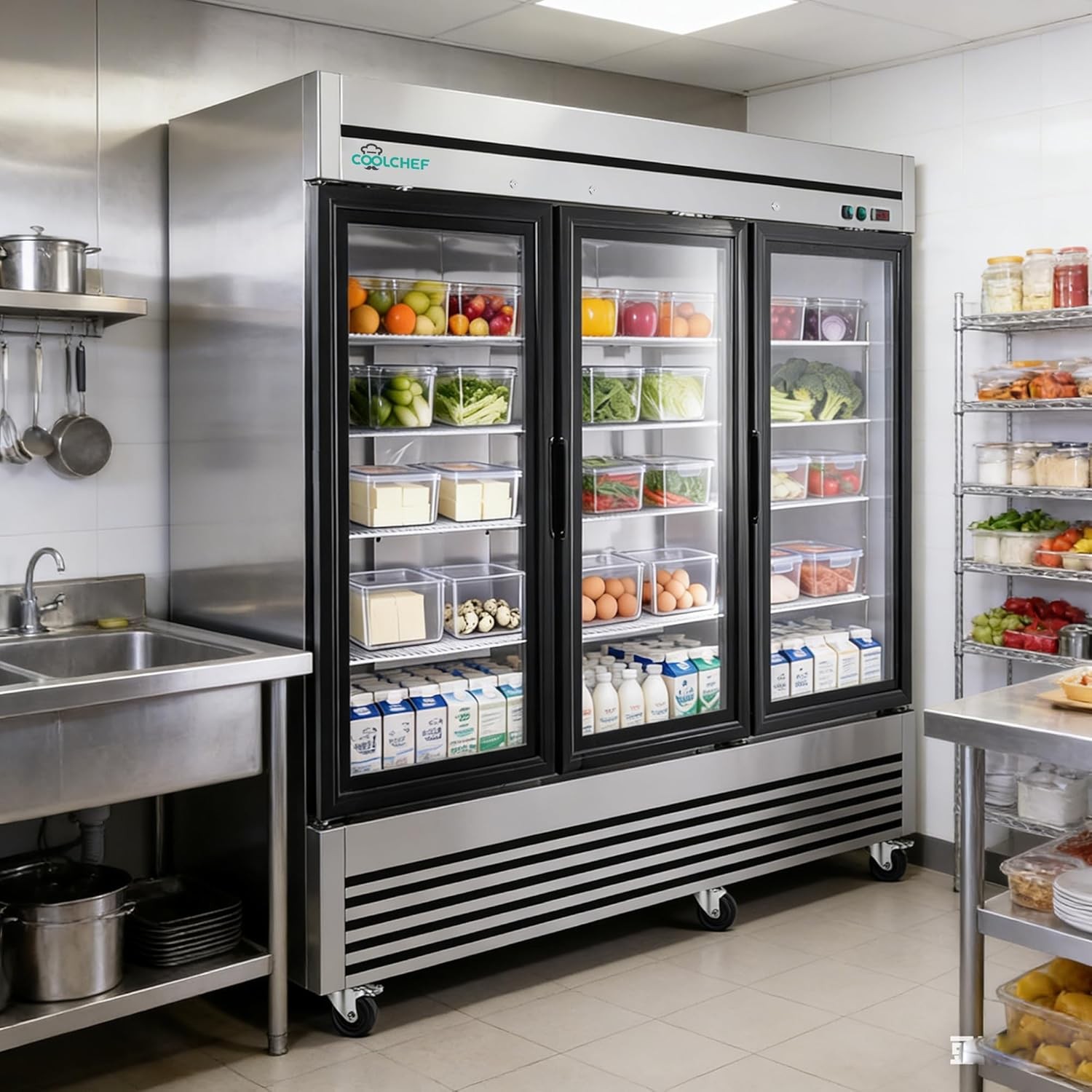 72 Cu. Ft Commercial Glass Door Refrigerator Triple-Door Merchandiser Cooler