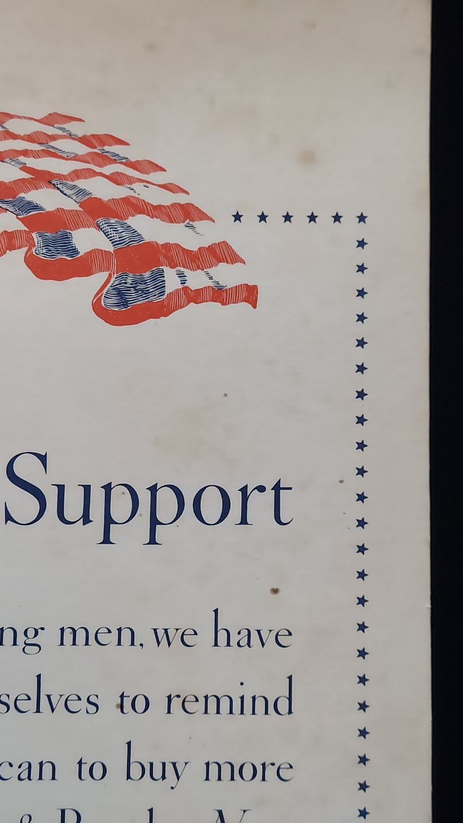 Orig. WWII Poster In Loyal Support Of Our Fighting Men Buy War Stamps & Bonds