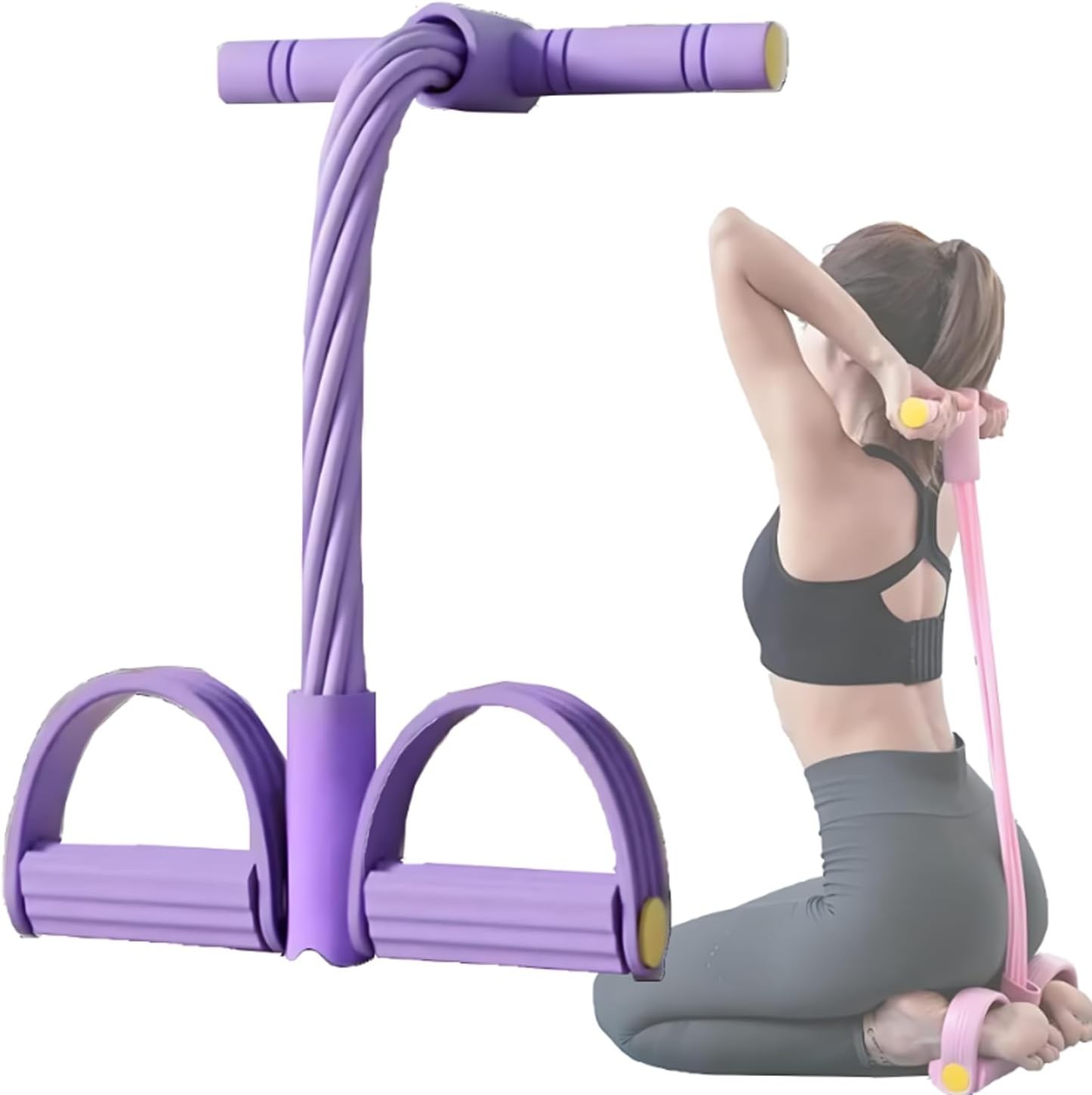 6 Tube Pedal Resistance Device,Exercise Bands with Handles,Pedal Resistance Band