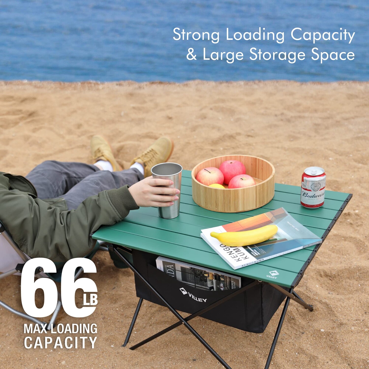 VILLEY 19" Camping Side Table w/Carrybag Ultralight Aluminum Folding Beach Table