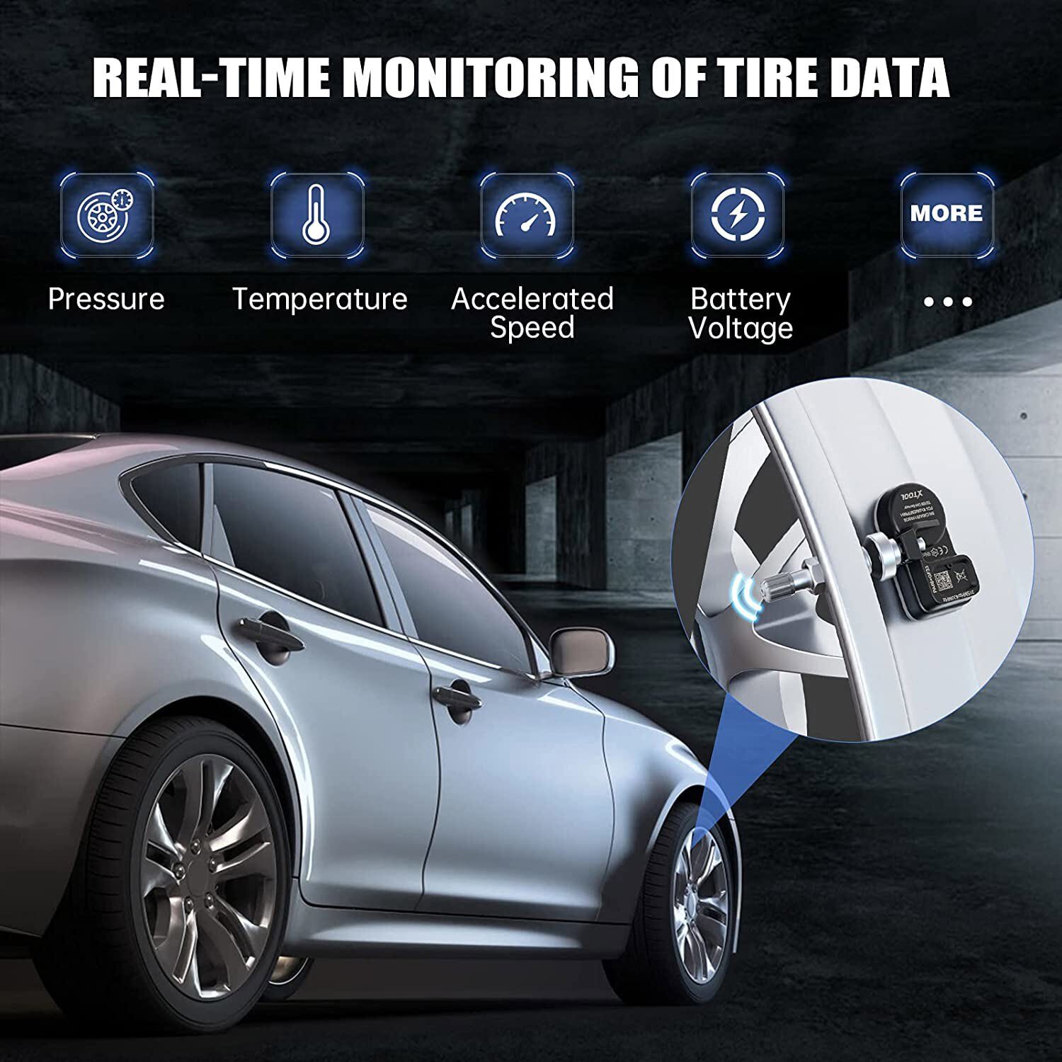 XTOOL TPMS TS100 315MHz 433MHz 2in1 Programmable Car Tire Pressure Sensor Metal