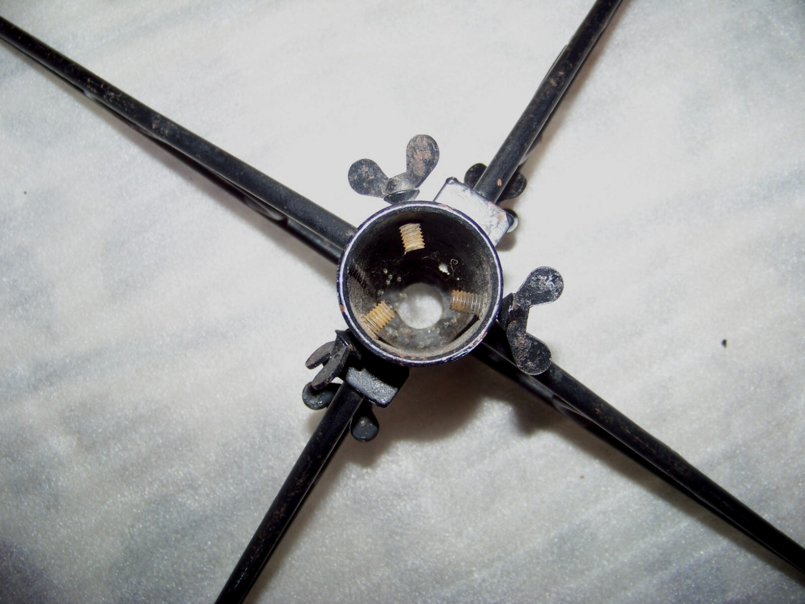 Rare 3pcs Antique Heavy Wrought Iron Patio Umbrella Stand 16" Sq FREE SHIP