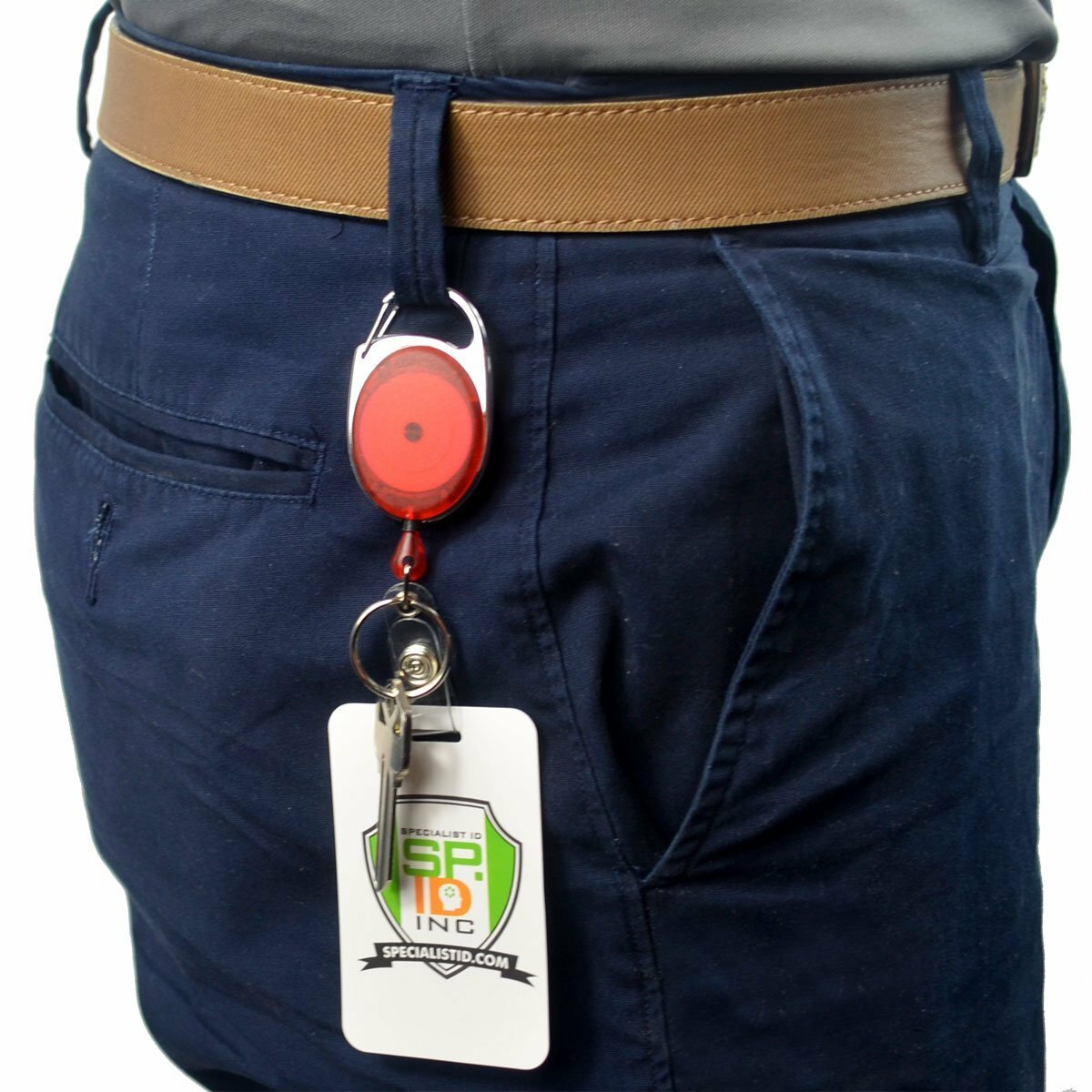 5 Pack- Premium Carabiner Retractable Oval ID Badge Reels with Strap & Key Ring