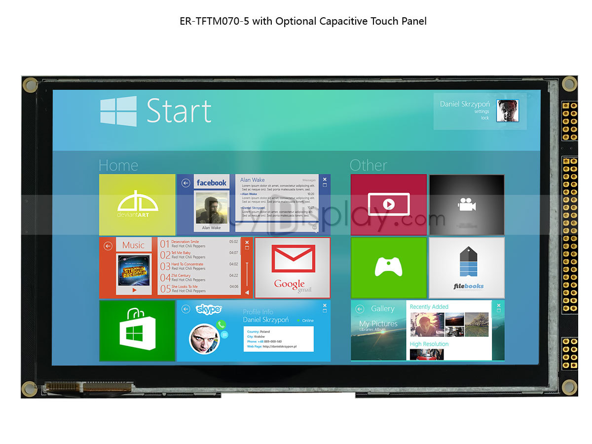 7"inch TFT LCD Module w/Multi-Capacitive Touch Screen Panel,I2C,SPI,Tutorial