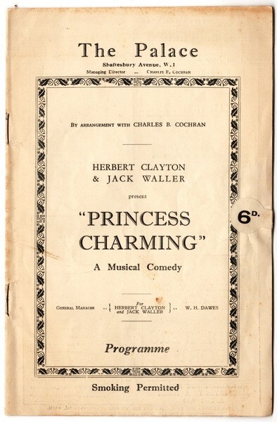 The Palace Theatre, The Magazine Programme, Pincess Charming, August 15, 1927