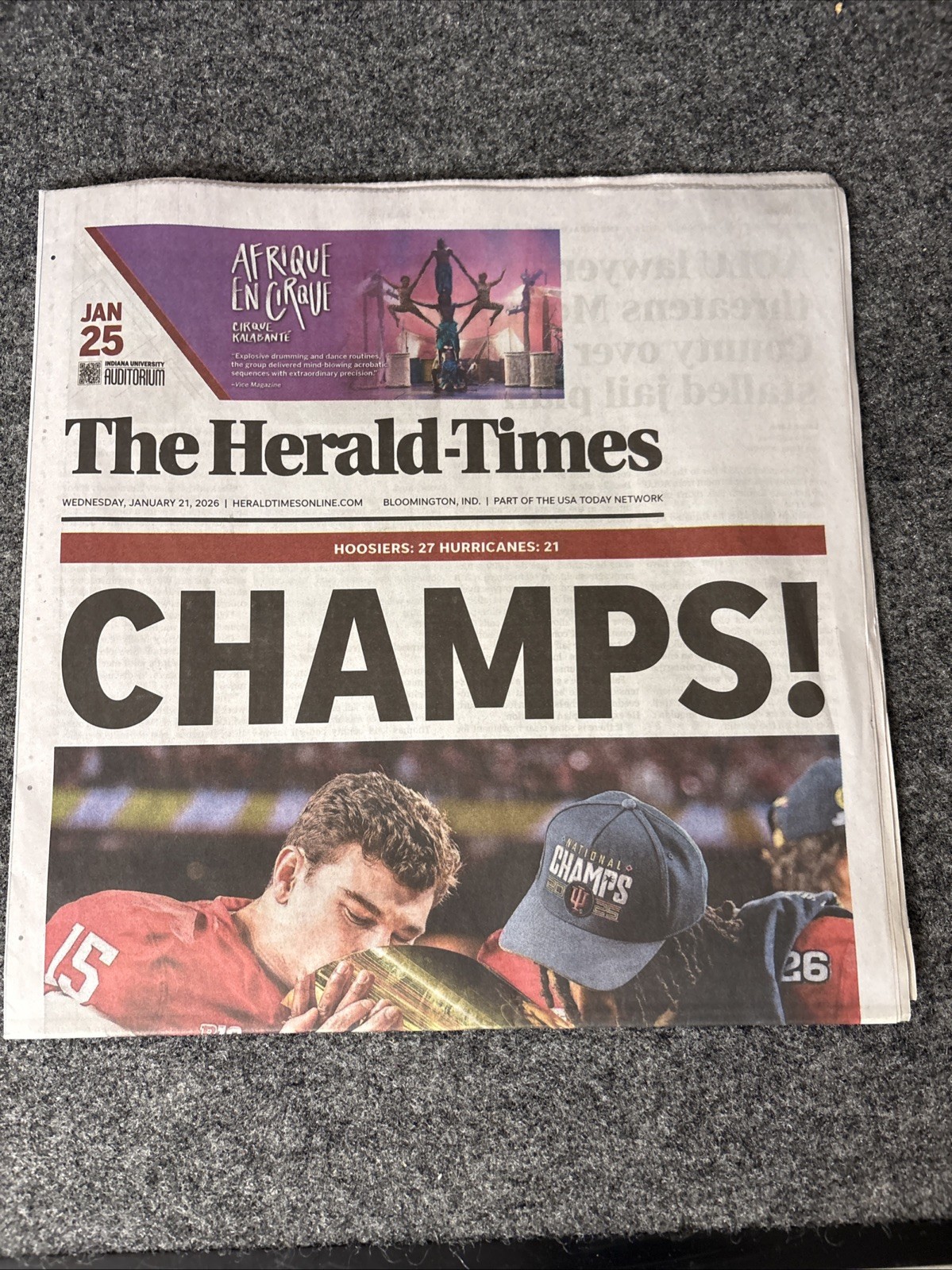 Indiana University IU Football CHAMPS Herald Times Bloomington IN Jan 21 2026