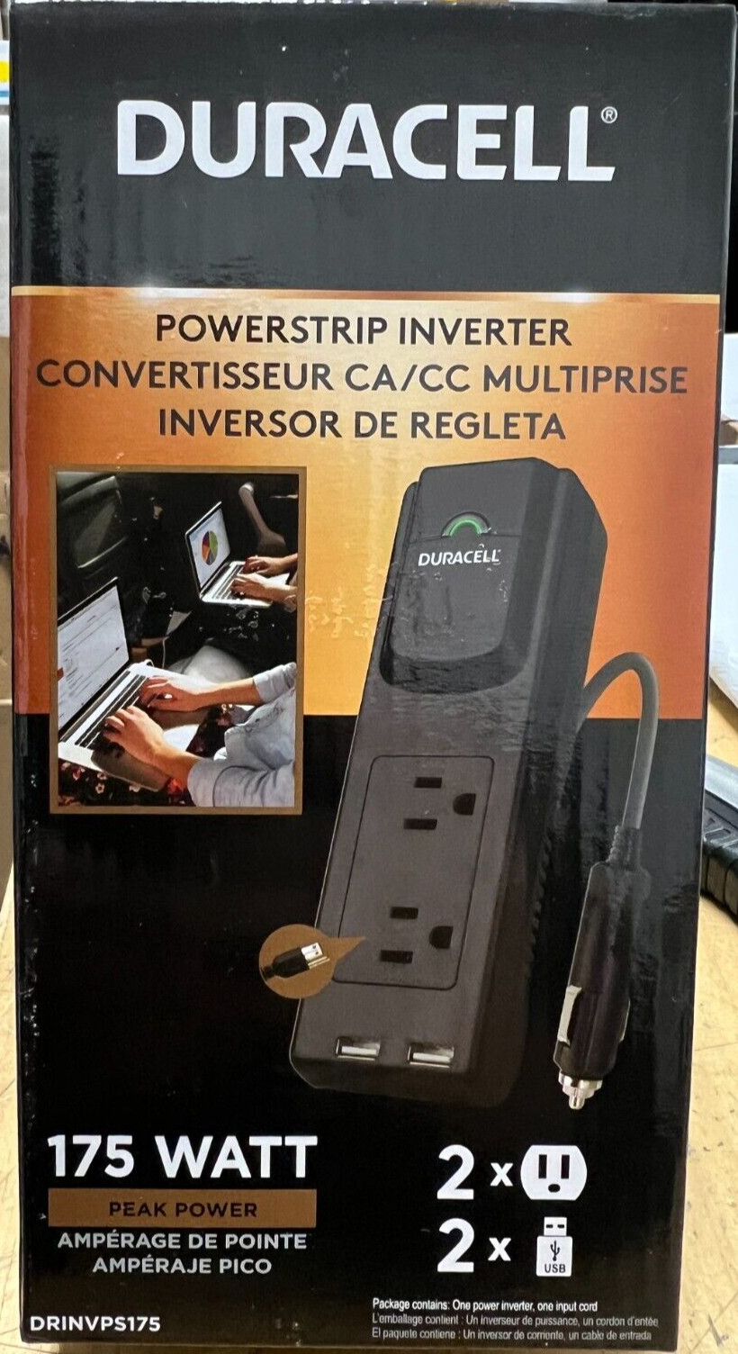 Duracell DRINVPS175 Black Portable Power Inverter - 175 Watt