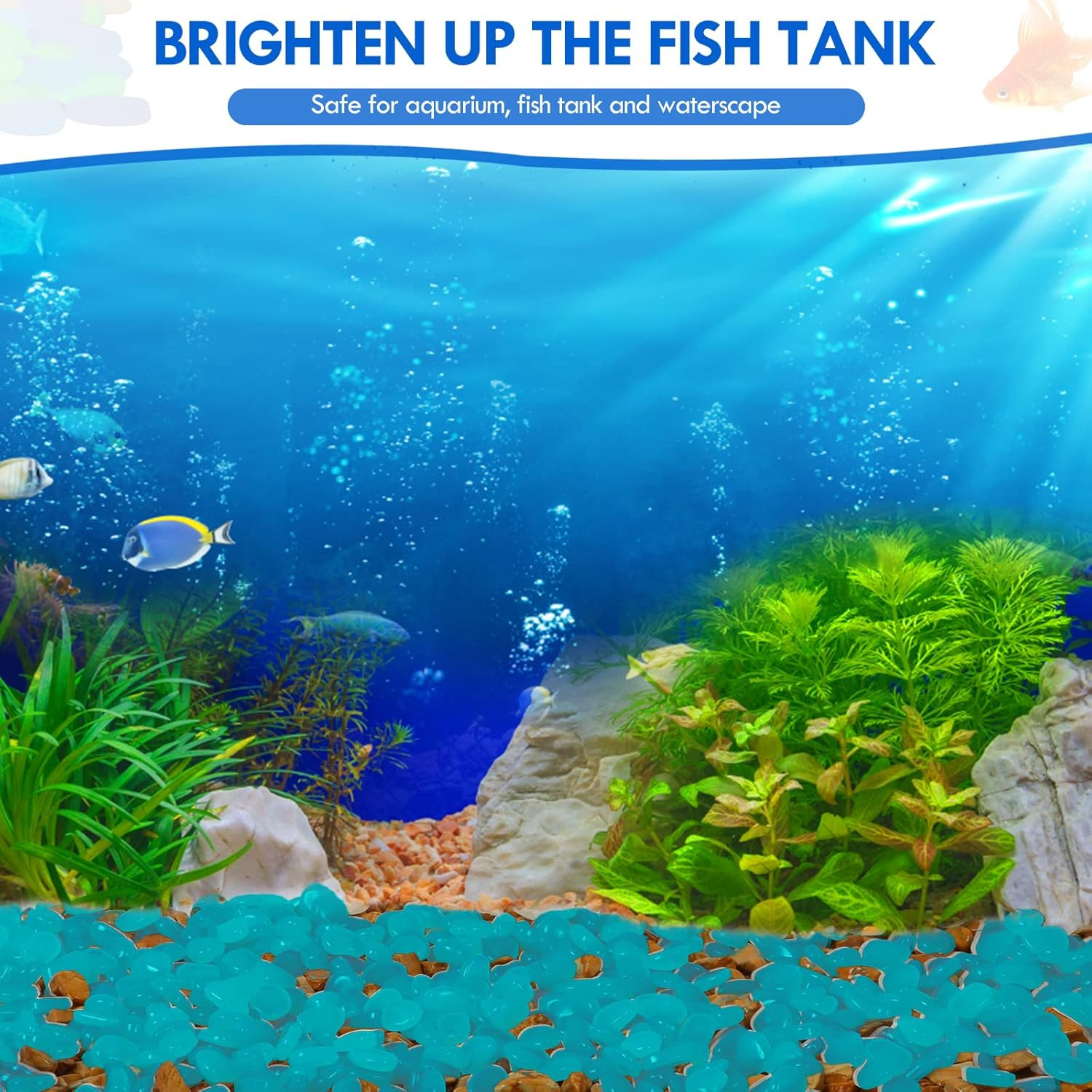 1000PC Glow in the Dark Stones Glowing Rocks Luminous Pebbles for Outdoor Decor,