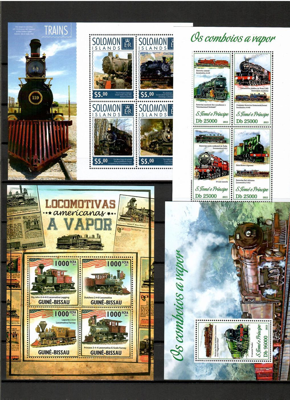 Steam locomotives trains railway 50 sheets MNH Collection [1] until 2014 #CNA162