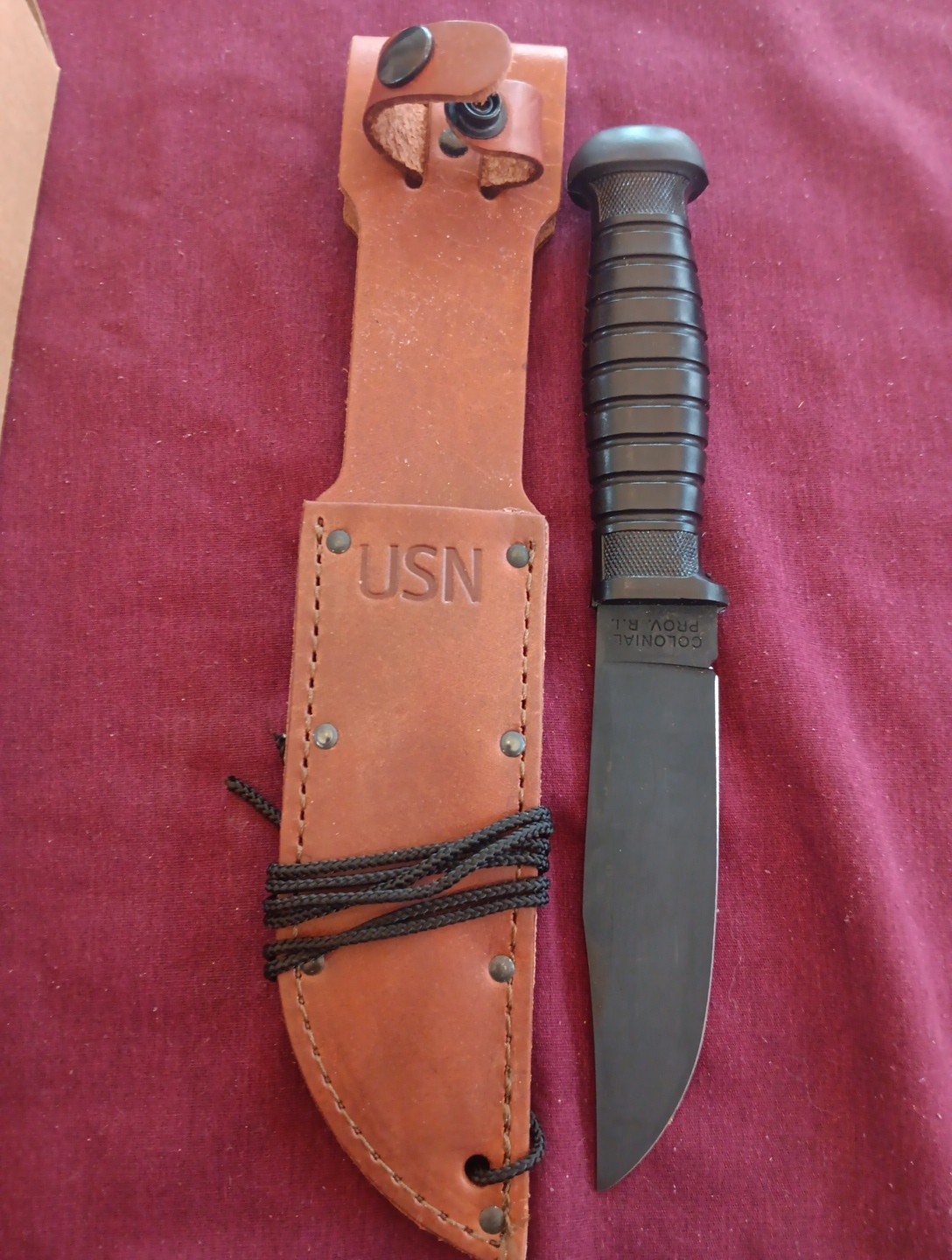 WWII US Navy USN Mark 1 Fighting Knife Colonial W/Scabbard Providence, RI Remake