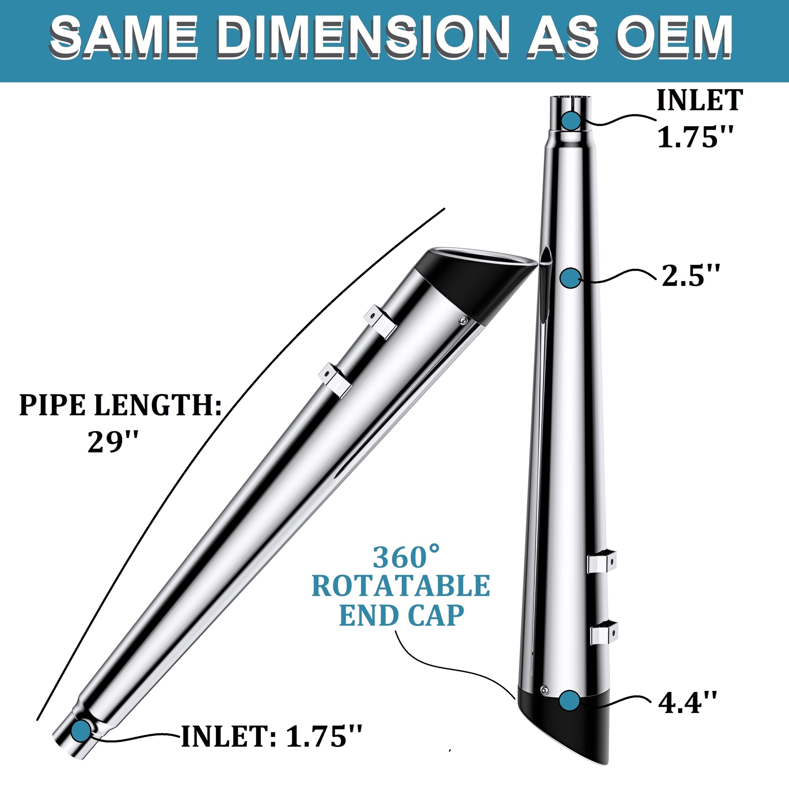 SHARKROAD 4.4"Slip On Mufflers for Harley Touring 95-16 Models Deep Nice Sound