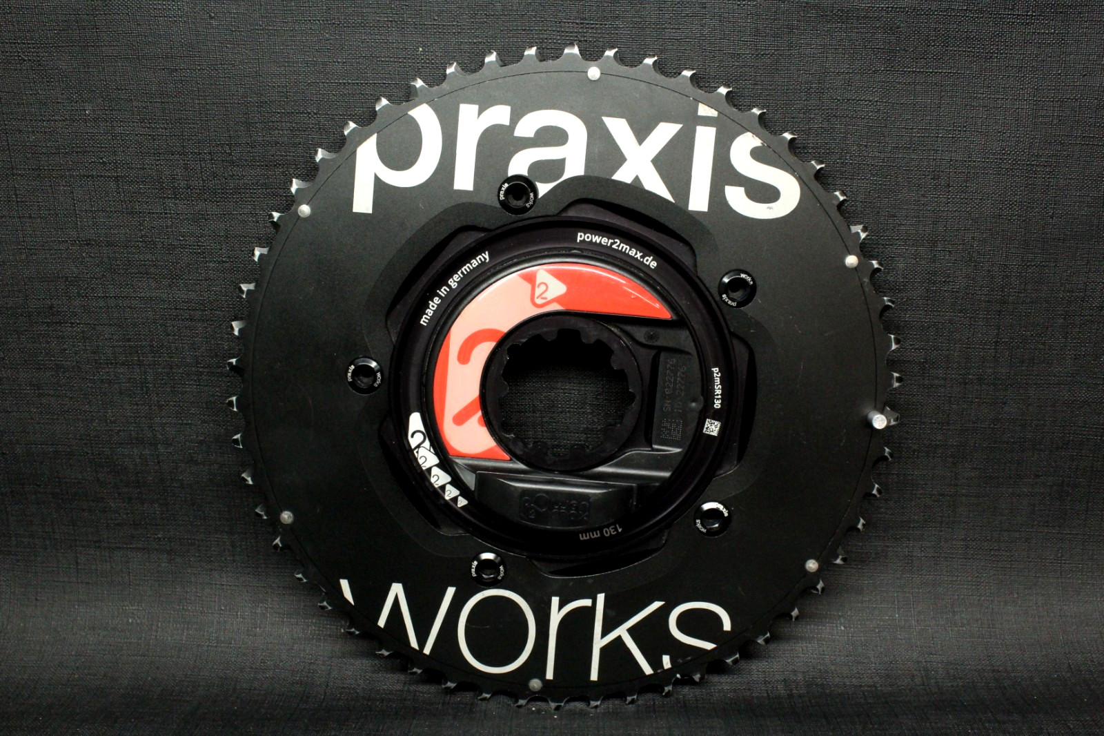 Power2max Type Road Bike Power Meter, 130 BCD w/ Praxis Works 54/42T Chainrings.