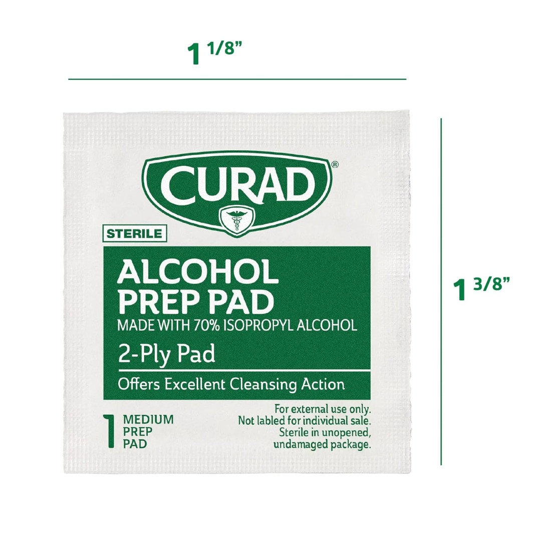 Curad Alcohol Prep Pads Swabs Wipes - 4Box 400 Counts Isopropyl Wipes Thick Pad